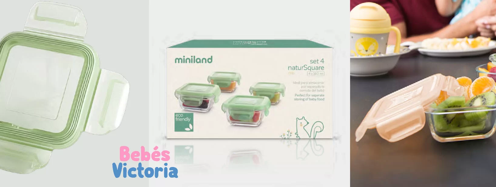 SET DE 4 CONTENEDORES DE VIDRIO CUADRADOS
