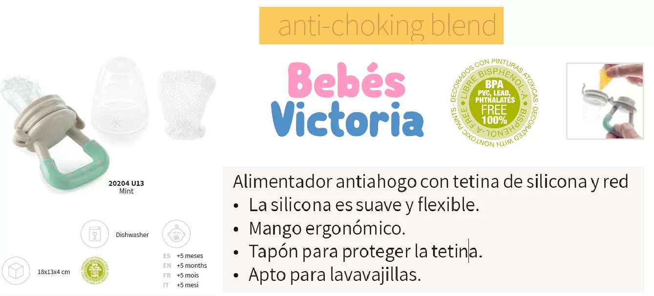 Alimentador antiahogo Mint 20204 U13 con tetina de silicona 
